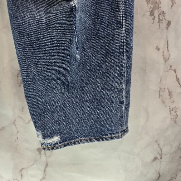 Levis Premium Jeans Women 26 Ribcage Straight Ankle Ripped Hole Button High Rise - Picture 4 of 13